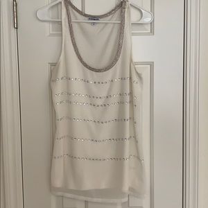 Beautiful white blouse with silver beading